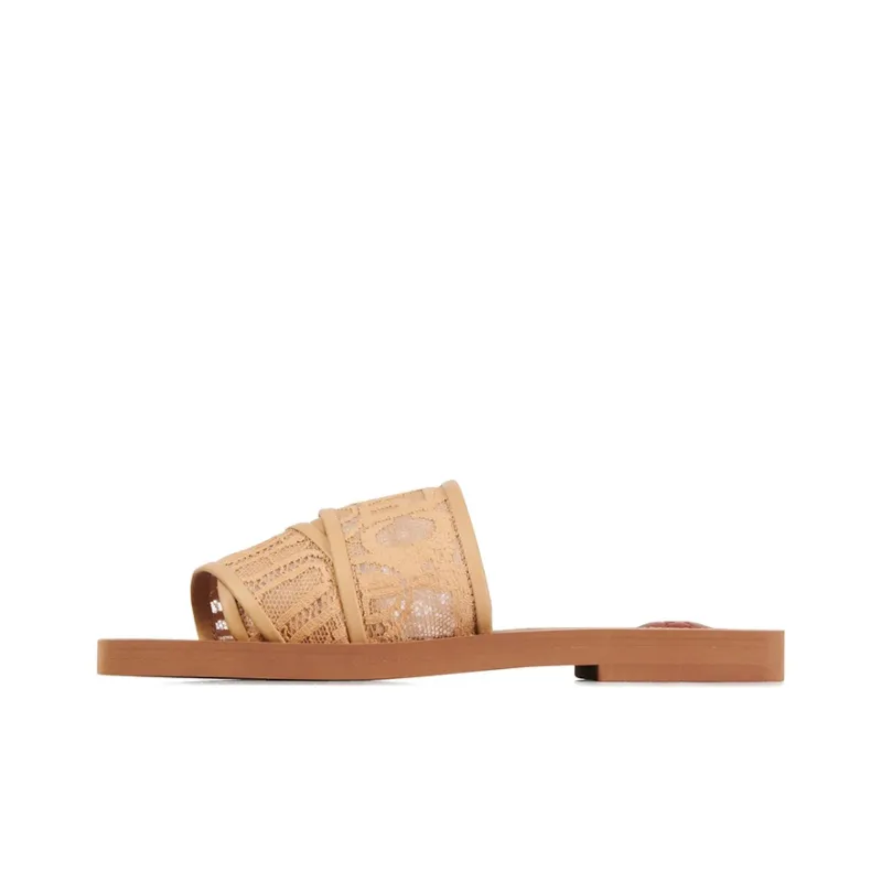 Chloé Woody Slide Slippers Women's Beige-0