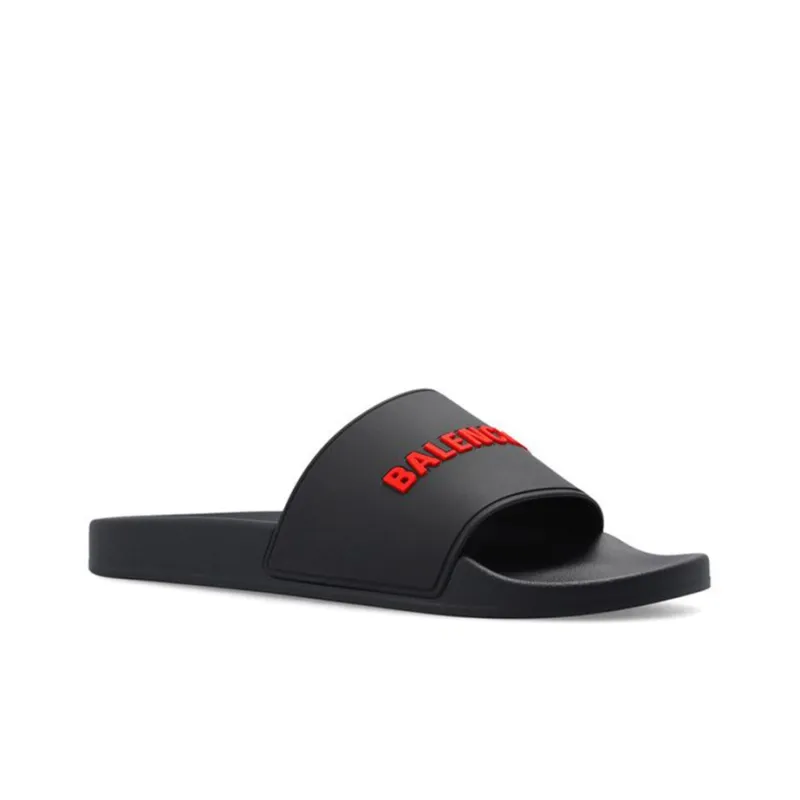 Balenciaga Pool Slides Black Red-2