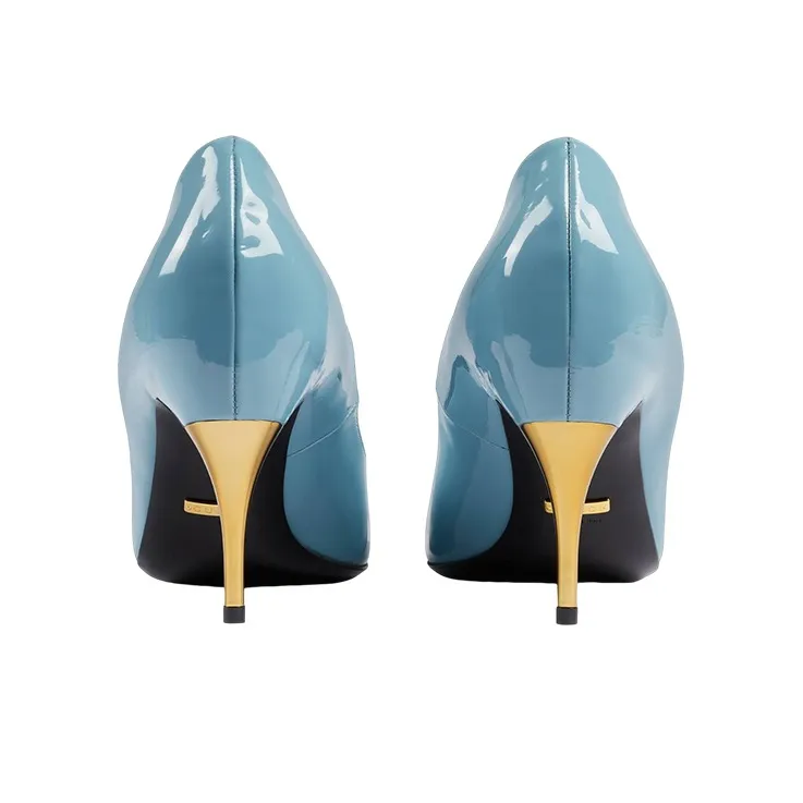 GUCCI Slim Heel High Heels 8.5cm Women's Light Blue-4