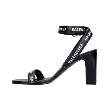 Balenciaga All Over Logo Sandal Heels 'Black' Women's