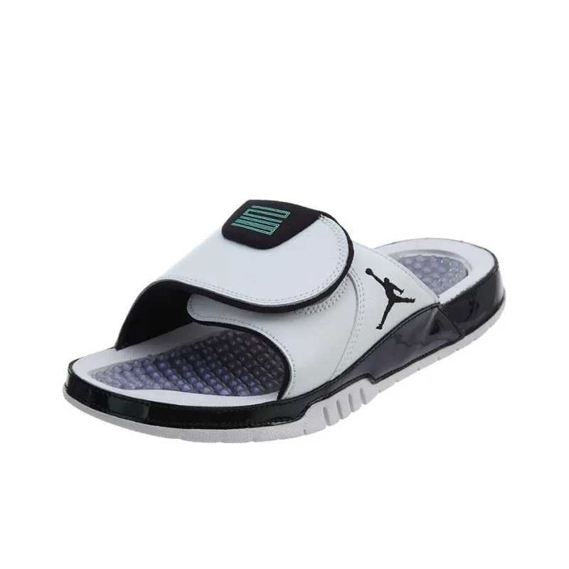 Jordan Hydro11 Rubber Sole Abrasion-Resistant Slide Slippers Men's Black White-2