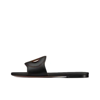 DIOR D Club Genuine Leather Sole Odor Resistant Slide Slippers Women's Black