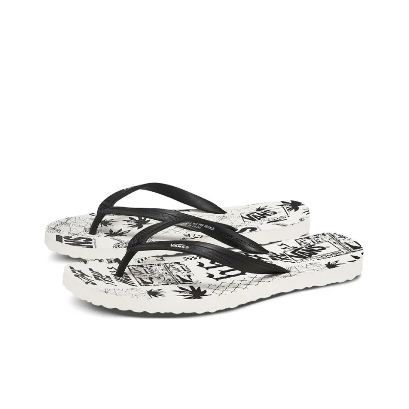 Vans Makena Fashion Unisex Black White Slippers 'Black White'-1