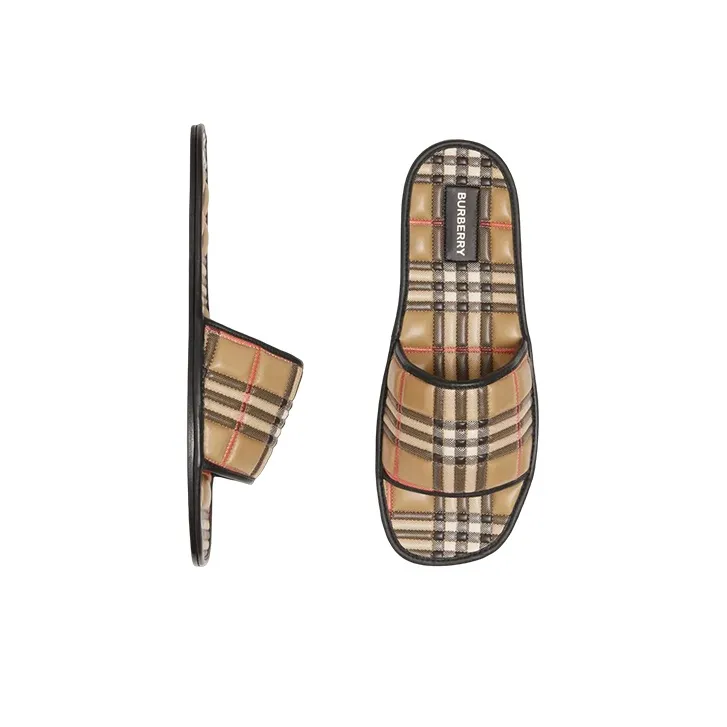 Burberry Check Quilted Flat Slides-4