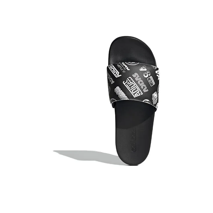 Adilette Adidas Comfort Slide 'All Over Logos Black'-4