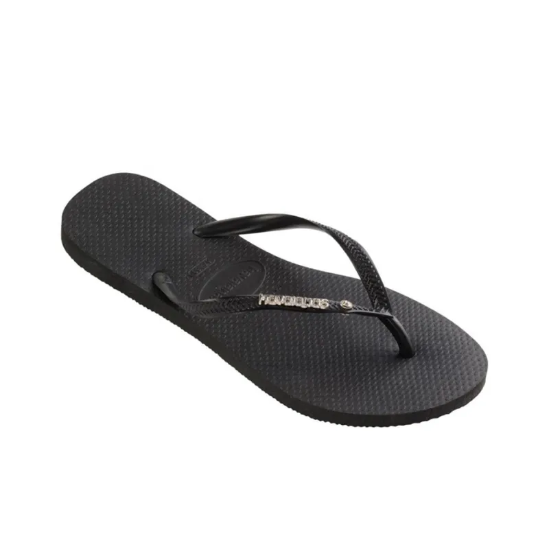 Havaianas Hauni Logo Metallic Stylish Sandals Women's Black-2