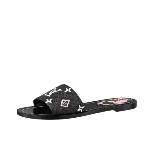 LOUIS VUITTON Lock It Slide Slippers Women's Black