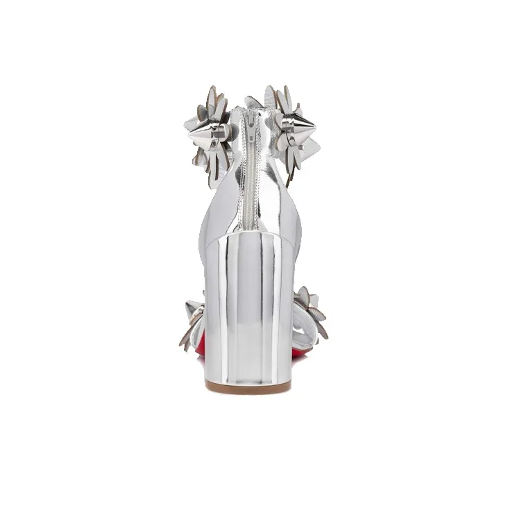 CL LUBOTING Strap Sandals Women's Silver-3