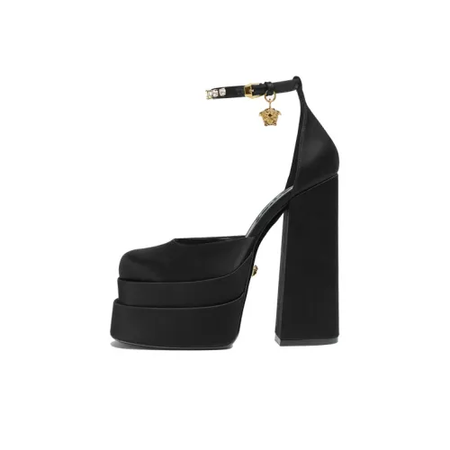 VERSACE Medusa Aevitas 155mm Platform Pumps Black Satin