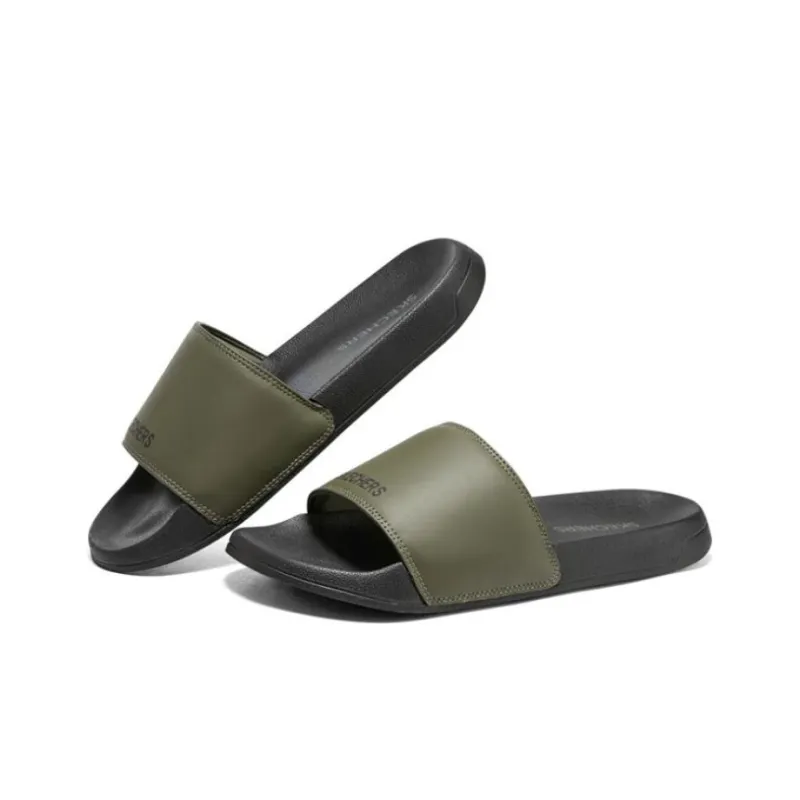 Skechers Side Lines Rubber Sole Slide Slippers Men's Olive Green-3