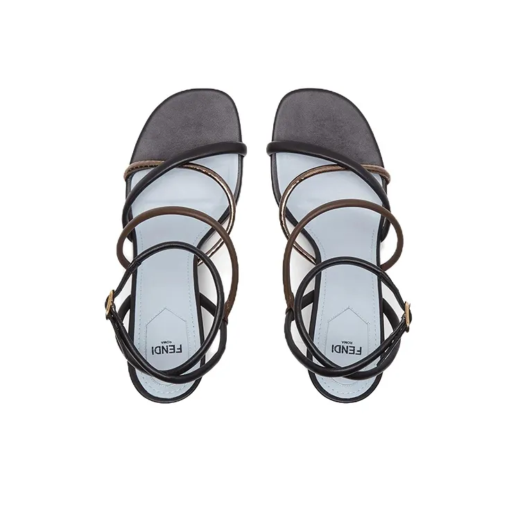 FENDI Fendi First Strap Sandals Women's Brown Black-3