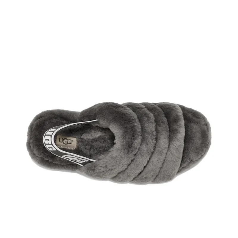 UGG Fluff Yeah Slide Charcoal Women's-4
