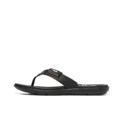 FILA Rubber Sole Slide Slippers Unisex Black Korean Style