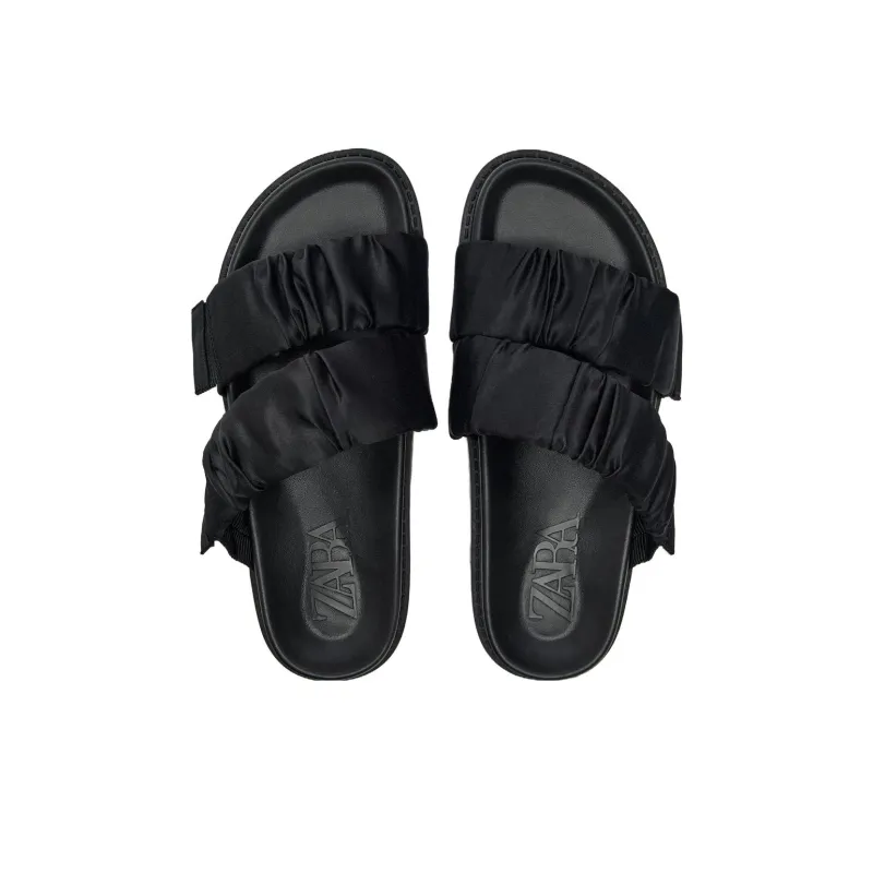 ZARA Rubber Sole Slide Slippers Women's Black-2