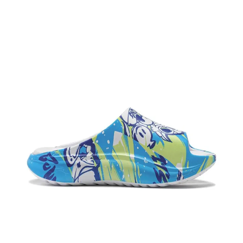 LOL x LiNing Rubber Sole Slide Slippers Unisex Blue Green-1
