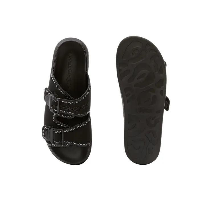 Alexander McQueen Hybrid Rubber Sole Abrasion Resistant Slide Slippers Men's Black-4