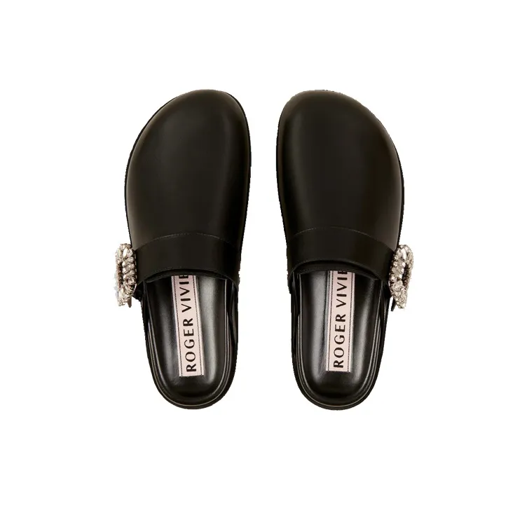 Roger Vivier Slidy Viv' Closed Toe Slippers Women's Black-3