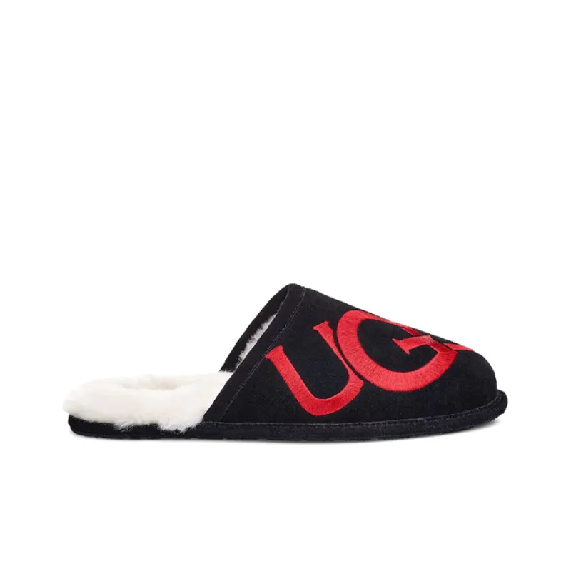 UGG Scuff Logo Slipper Black Red-1