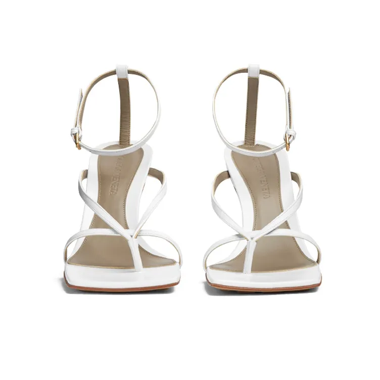 Bottega Veneta Stretch One Strap Sandals Women's Optical Fibers White-3