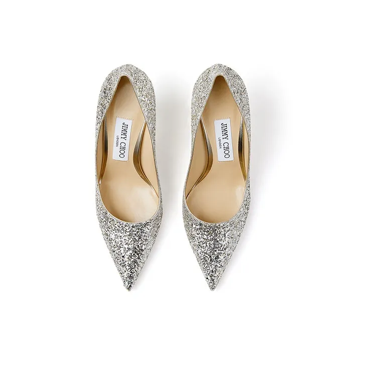 Jimmy Choo LOVE 85 Zhou Yangjie High Heels Women's White Silver-3