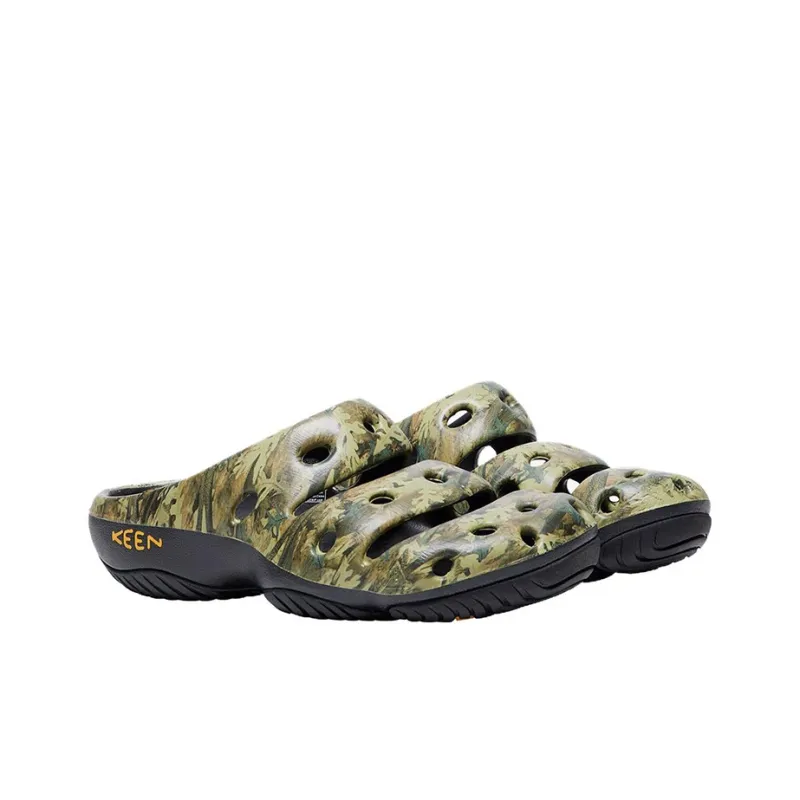 KEEN Yogui Artsfull Rubber Sole Quick Dry Slide Slippers Men's Black Green-1