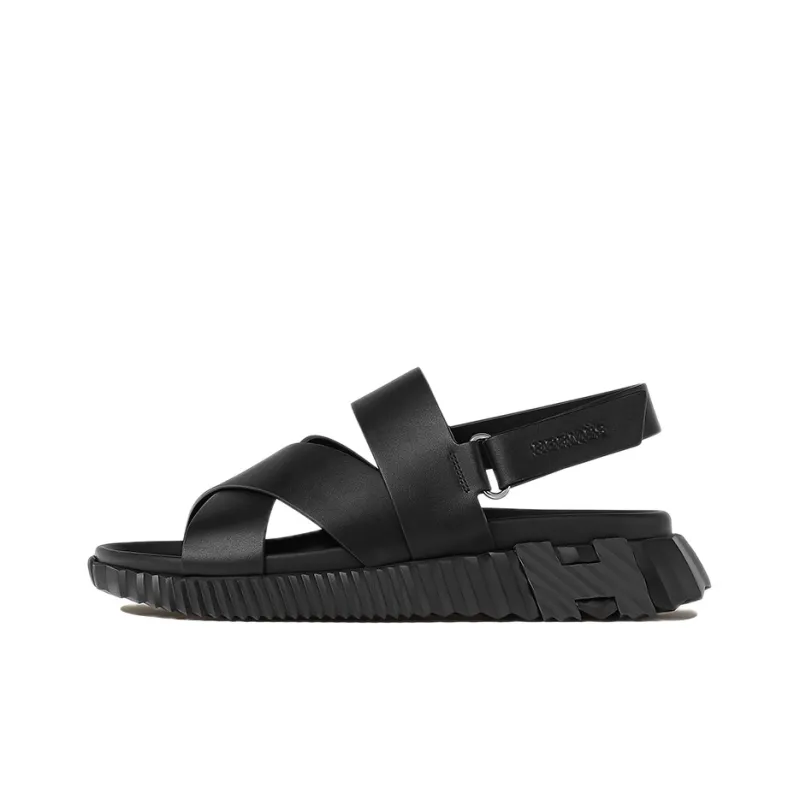 HERMES Electric Strap Sandals Men's Black-0