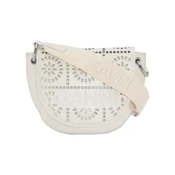 GANNI Recycled Leather Crossbody Bag Shoulder Bag Women's White