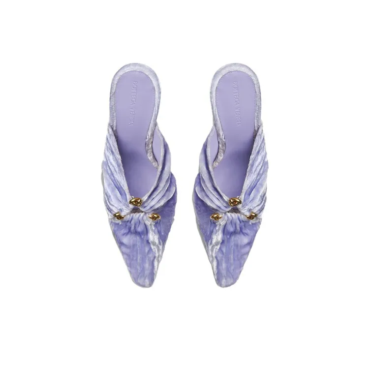 Bottega Veneta Stretch Closed Toe Slippers Women's Purple-1