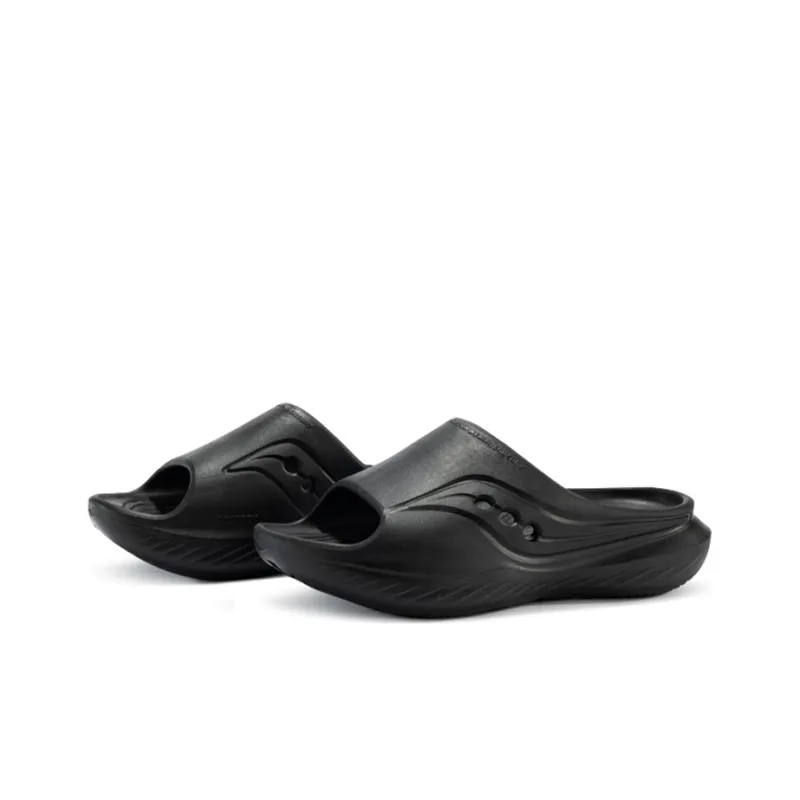 Saucony Cradle Rubber Sole EVA Cut Out Slide Slippers Unisex Black-2