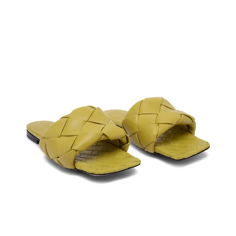 Bottega Veneta Lido Slip Resistant Slide Slippers Women's Green-3