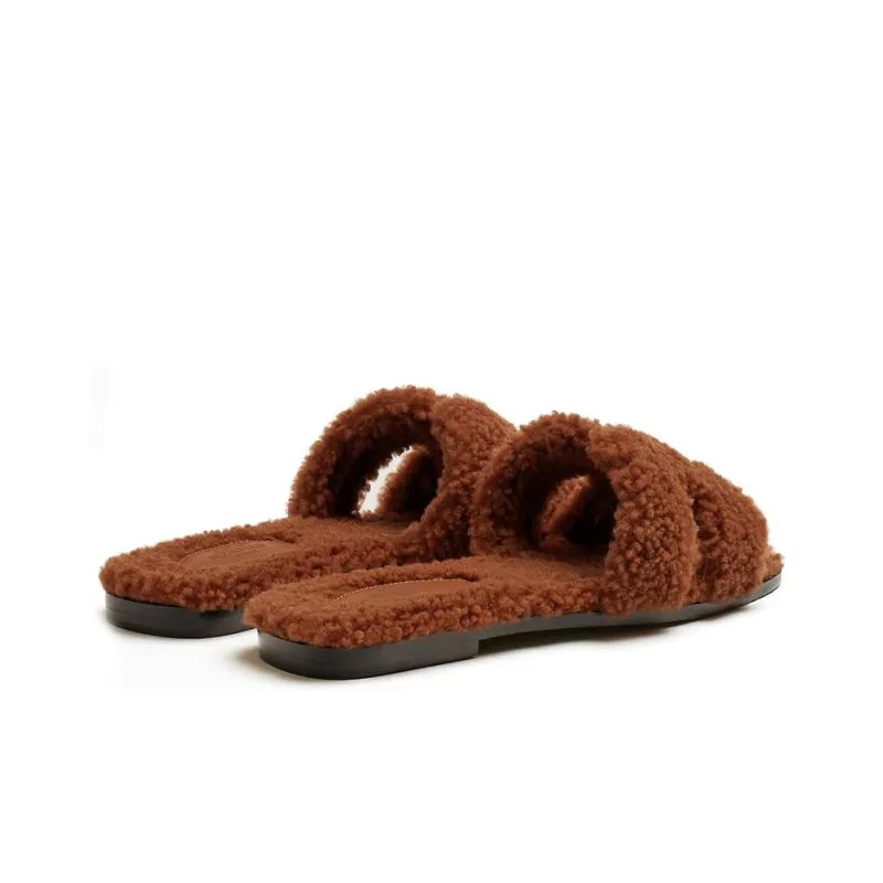 HERMES Oran Sandal Cognac Woolskin-3