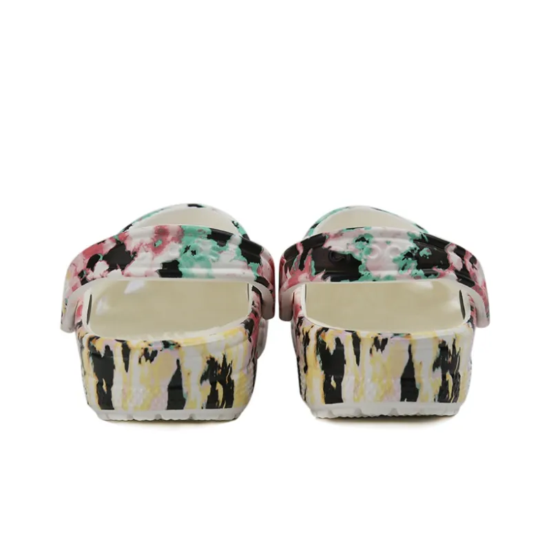 Crocs Classic Pattern Shoe Multi Color Splicing Unisex 'Black Pink Green'-4