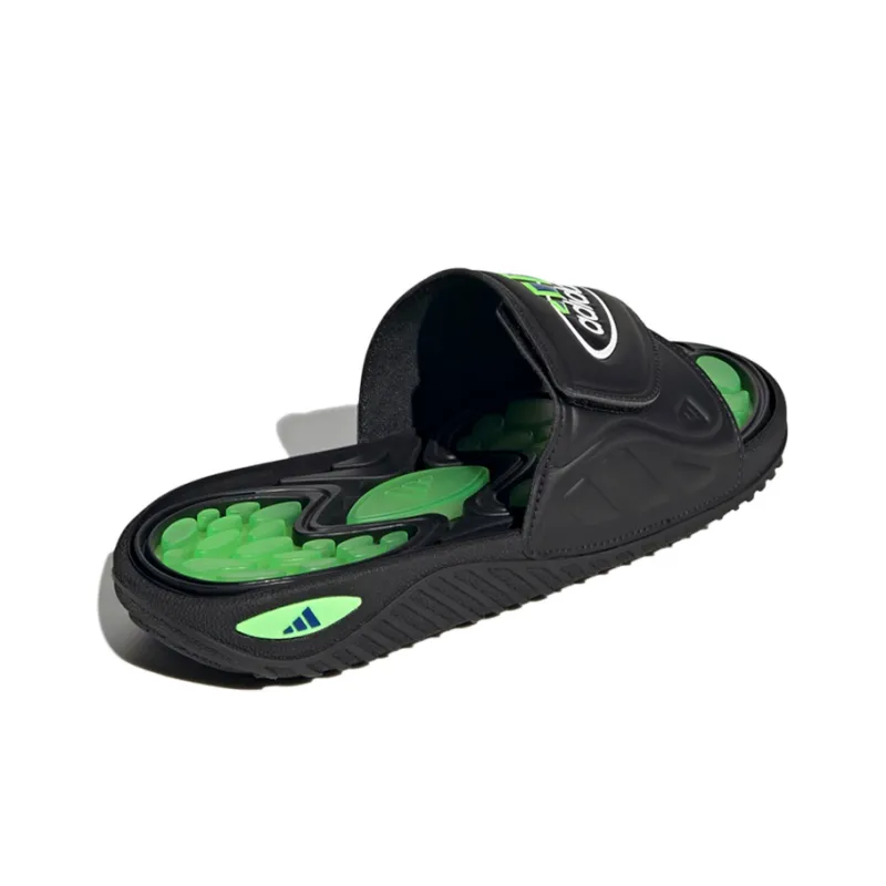 Adidas Reptossage Slides Cozy Wear Resistant Flat Heel Sports Slippers Unisex Black Green-3