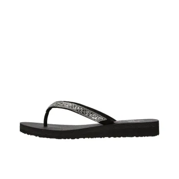 Skechers Meditation Rubber Sole Slip-Resistant Slide Slippers Women's Black Silver