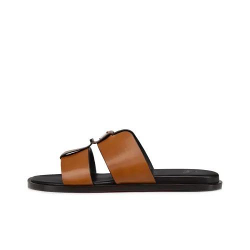 Christian Louboutin Loubi Flip Slide Slippers Men Brown