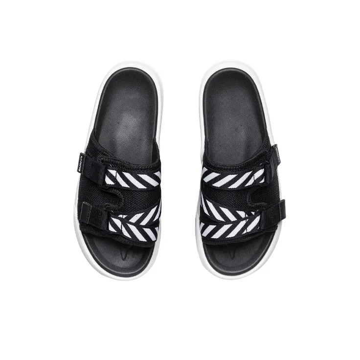 LiNing Rubber Sole Slide Slippers Women's Black White-3