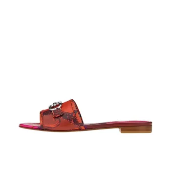 FERRAGAMO GANCINI Slide Slippers Women's Red Brown