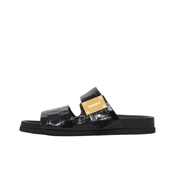 Burberry Logo-plaque Crocodile-embossed Leather Sandals