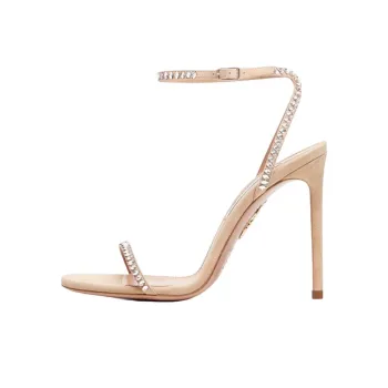 AQUAZZURA Olie Crystal Sandal 105 Strap Sandals Women's Beige