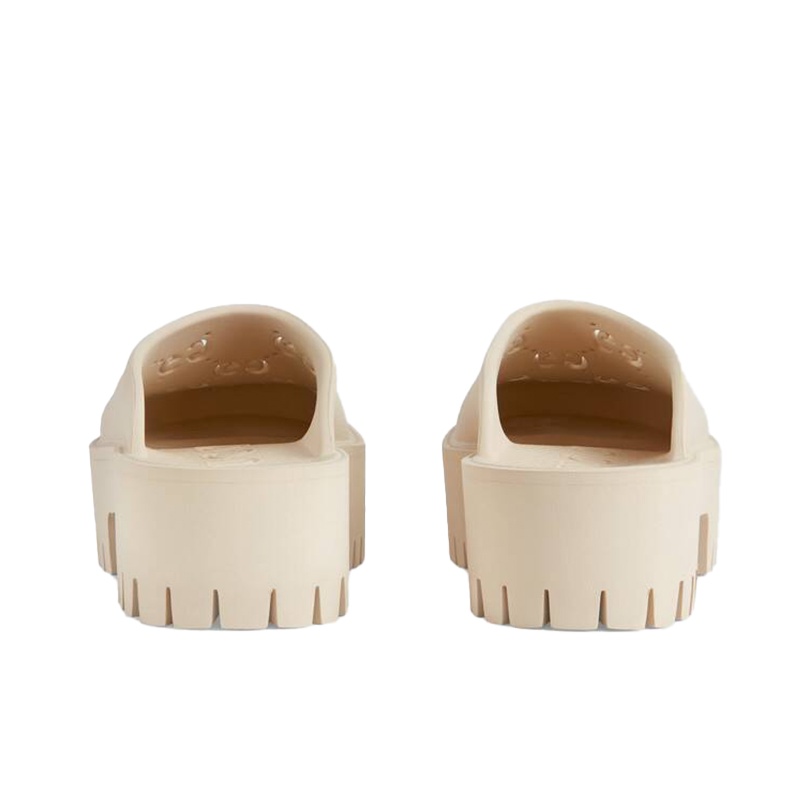 GUCCI Women's Platform Perforated G Sandal 'White Rubber' - POIZON