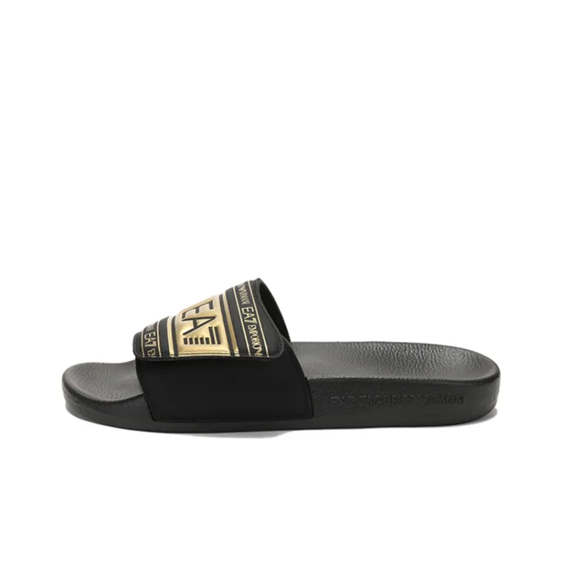 EMPORIO ARMANI EA7 Slide Slippers Men Black/Gold-0