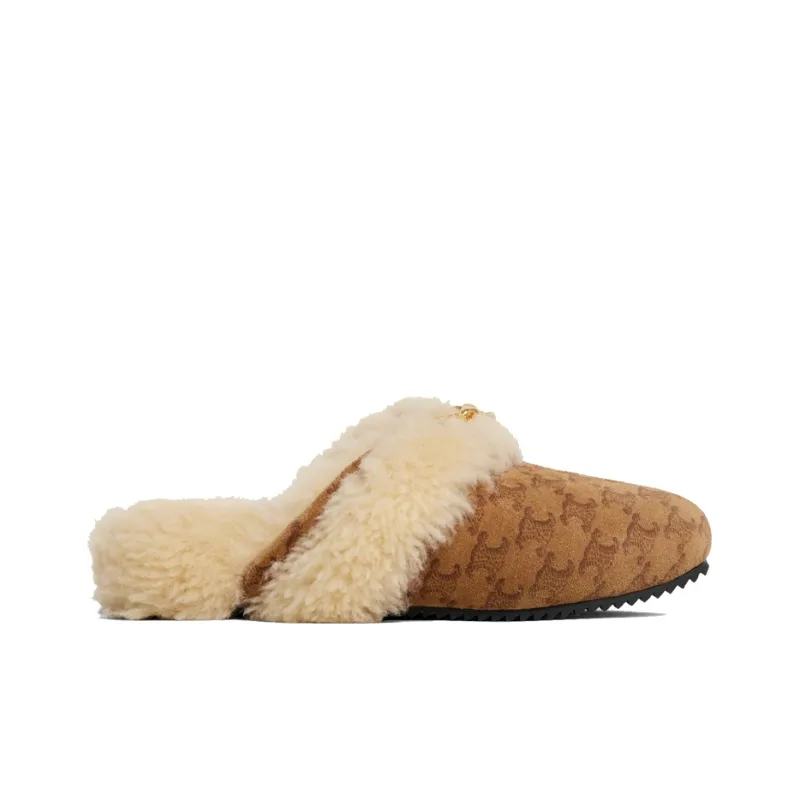CELINE Triomphe Closed Toe Slippers Women's Brown-1