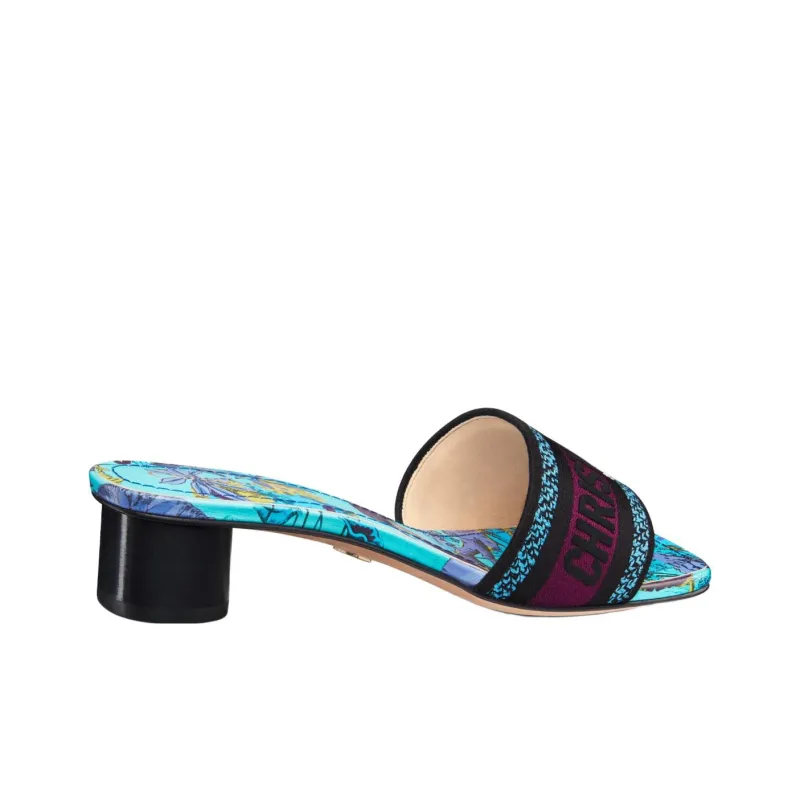 DIOR Rubber Sole Odor-Resistant Slide Slippers Women's Black Blue-3