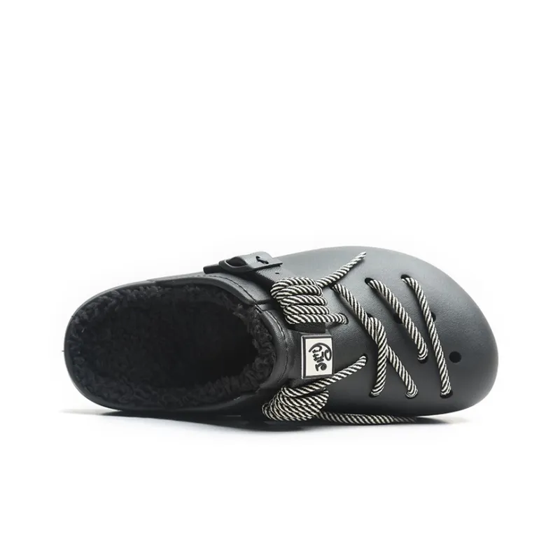 Jifffly Quiet Slide Slippers Unisex Black Fleece Lined-4