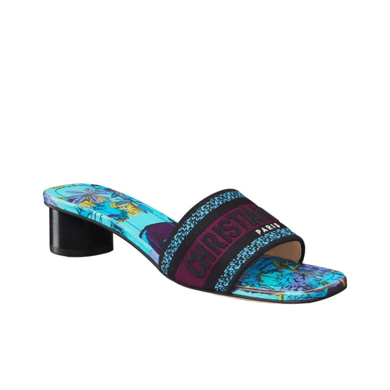 DIOR Rubber Sole Odor-Resistant Slide Slippers Women's Black Blue-2