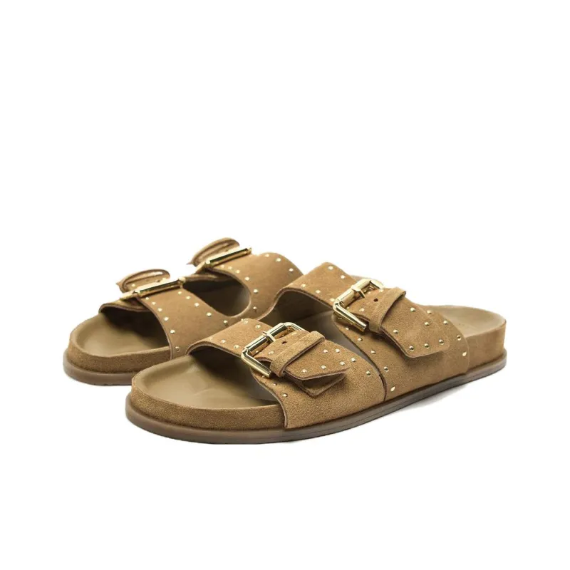ZARA Rubber Sole Quiet Slide Slippers Women's Sandy Brown-1