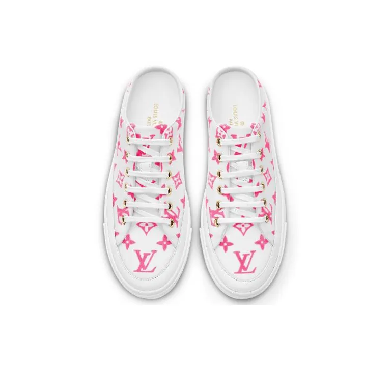 LOUIS VUITTON Stellar Closed Toe Slippers Women's Red White-4