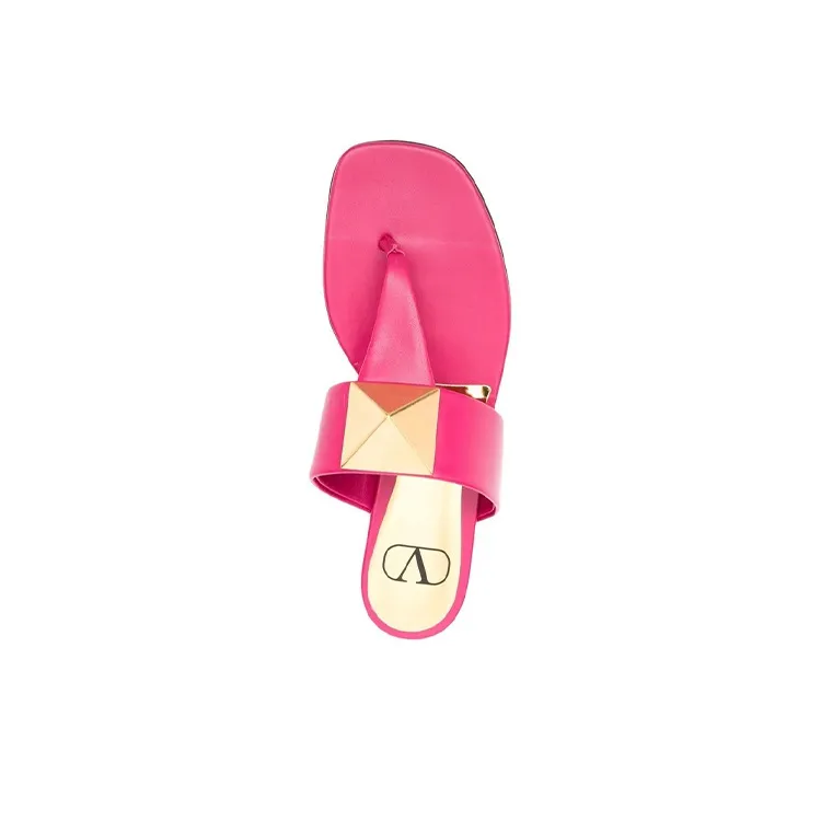 Valentino Rockstud Flip Flops Women's Rose Red-4