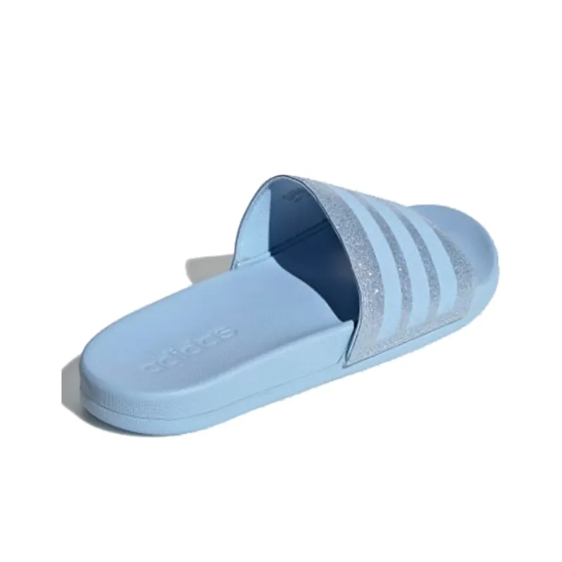 Adidas Adilette Comfort Slides '3 Stripes Shimmer Glow Blue' Women's-2