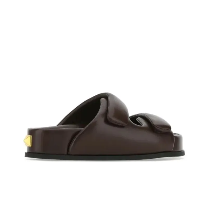 Valentino Roman Stud Slip Resistant Slide Slippers Men's Chocolate-3